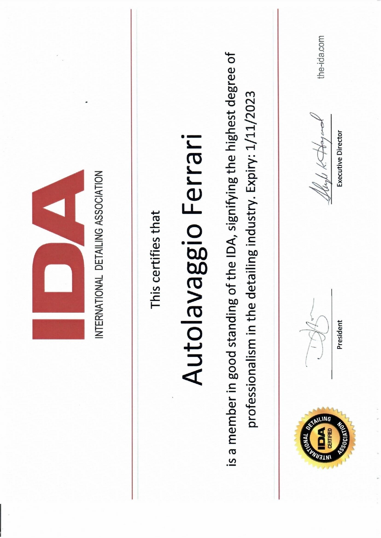 Certificazione IDA